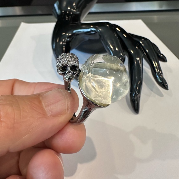 🆕 Alexis Bittar Skull Ring Swarovski Crystal Gun Metal Size 6.5 - Picture 8 of 8